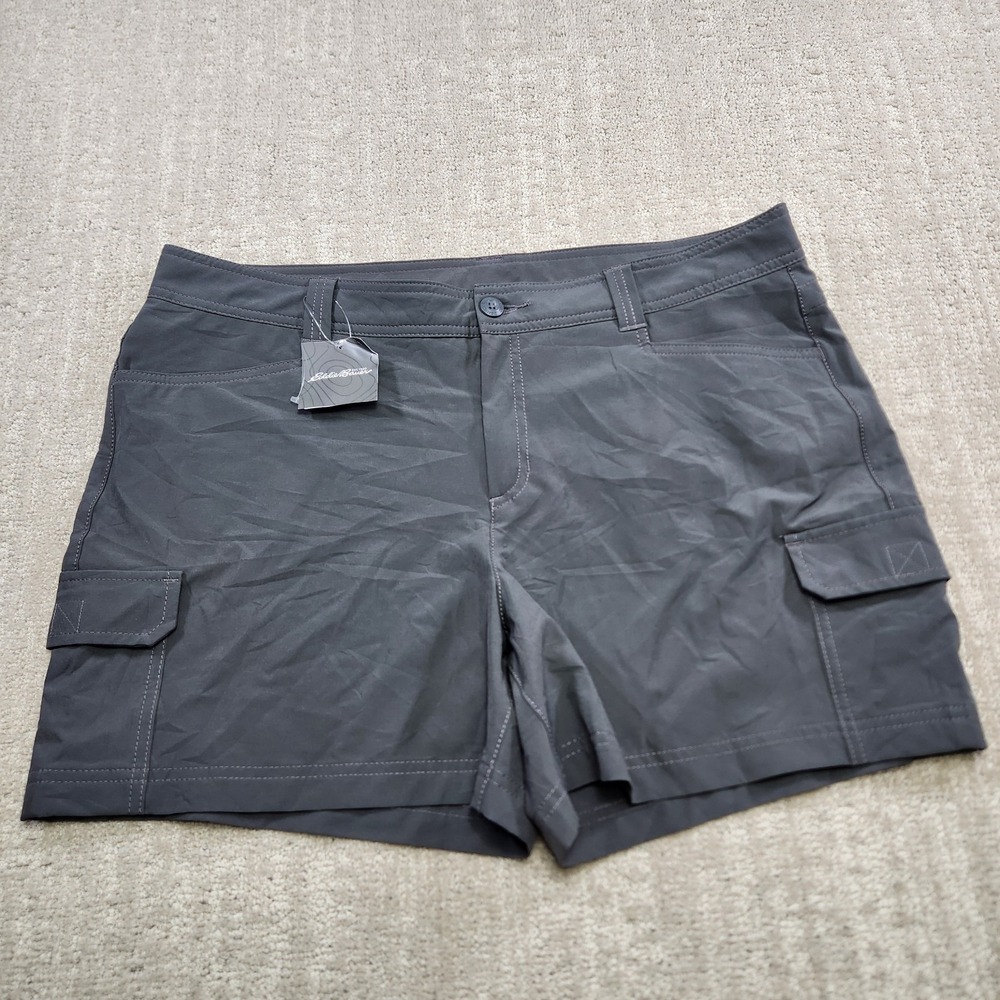 Eddie Bauer Shorts Women 16 Adventure 2.0 Cargo Gray Hiking Stretch Gorpcore NEW